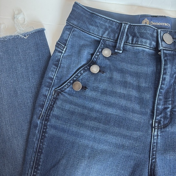 Democracy “Ab-Solution” Skyrise Flare trouser style blue jean dark wash - Picture 6 of 16